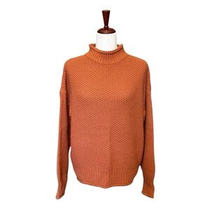 Women's Orange Chunky Mockneck Sweater Size M #1907